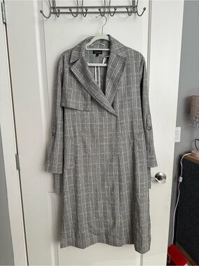 Topshop Black and White Glen Plaid Coat